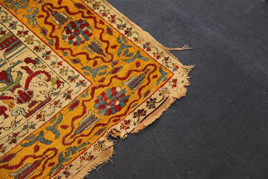 A Persian prayer rug, 6ft 6in by 4ft 2in.